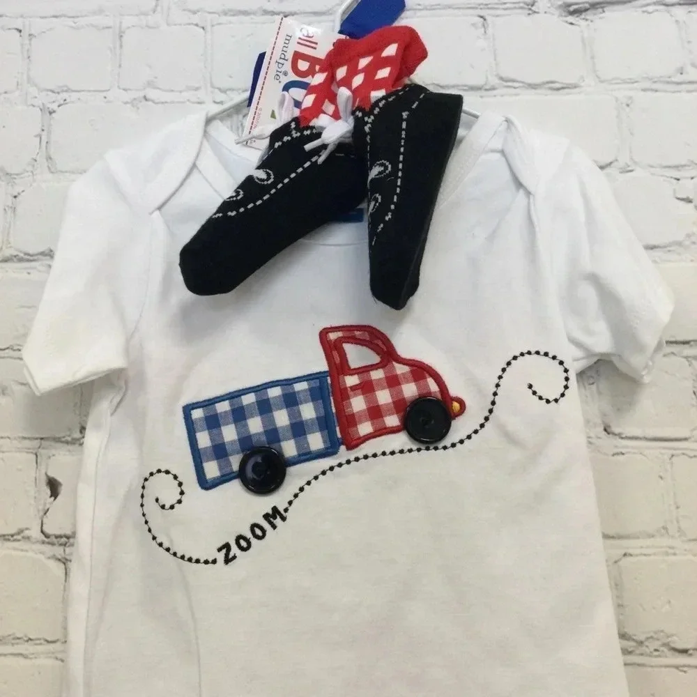 NWT Mudpie All Boy 3 Pc Outfit size 2/3